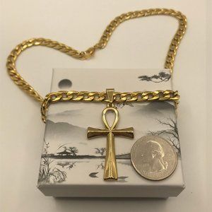 Chunky Chain Gold Stainless Steel (SS) + matching SS Cross Pendant Brand NEW